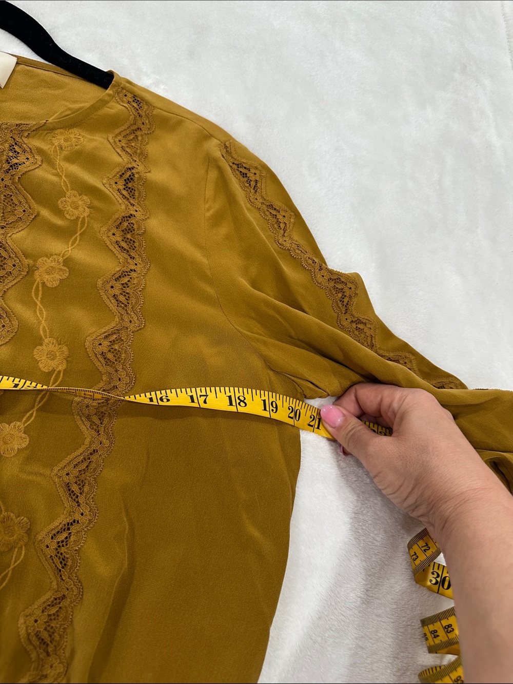 Sezane Olive-Mustard Embroidered Button shirt size 4 - Picture 15 of 16